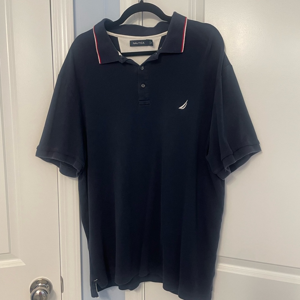 Nautica Blue Polo Shirt Casual Cotton Blend